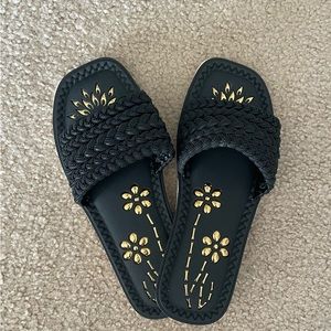 Black flat sandals